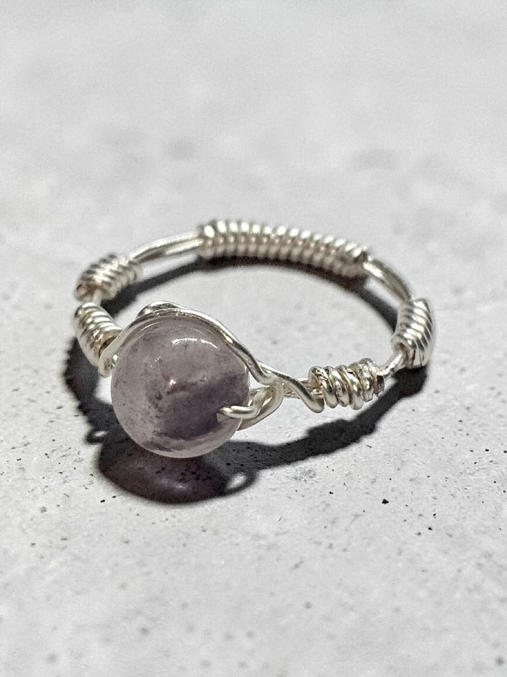 Handcrafted Silver Wire Ring with Lavender Gemstone
